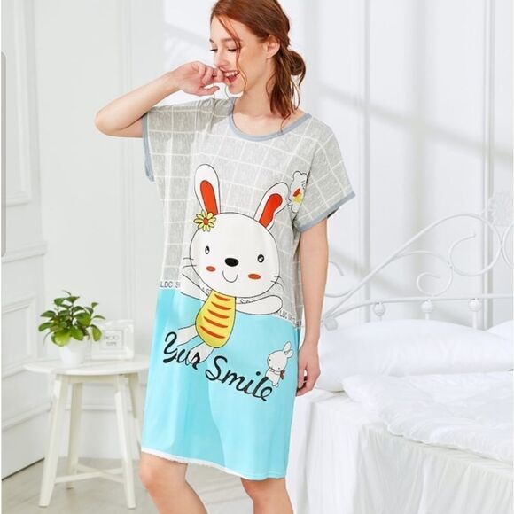 Rabbit Print Nightdress   - Picture 2 of 6